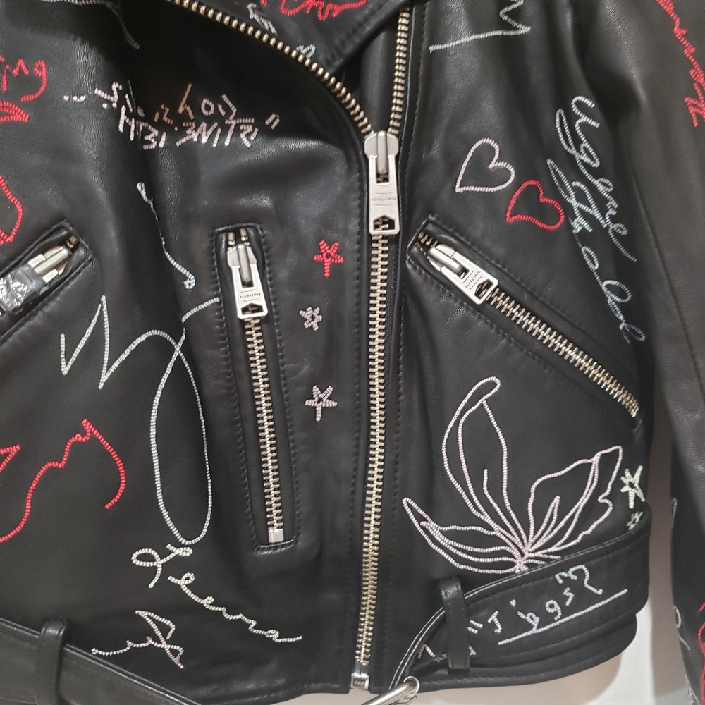 AllSaints Graff Balfern Leather jacket limited edition size 4 - Picture 7 of 9